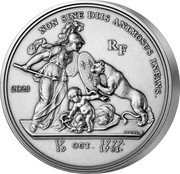 France 25 Euro (American Freedom) NON SINE DIIS ANIMOSUS INFANS. RF 2023 17 19 OCT. 1777. 1781. DUPRÉ F coin obverse