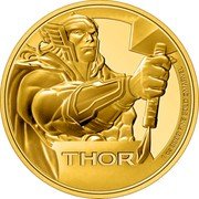 Niue 250 Dollars Thor with Hammer 2023 Proof THOR 1 OZ 9999 FINE GOLD ©MARVEL coin reverse Niue 250 Dollars Thor with Hammer 2023 Proof THOR 1 OZ 9999 FINE GOLD ©MARVEL coin reverse