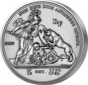 France 250 Euro (American Freedom) NON SINE DIIS ANIMOSUS INFANS. RF 2023 17 19 OCT. 1777. 1781. DUPRÉ F coin obverse