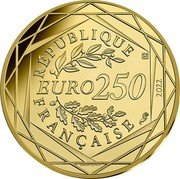 France 250 Euro (Obelix) RÉPUBLIQUE FRANÇAISE EURO 250 2022 MONNAIE DE PARIS coin obverse