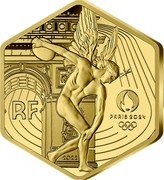 France 250 Euro (Olympic Games in Paris) LIBERTÉ ÉGALITÉ FRATERNITÉ EURO 250 coin reverse