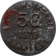 France 5 Centimes (Commune of Dunkerque) ST DES COMMERCANTS 5 CES 1920 DUNKERQUE coin obverse