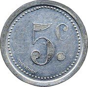 France 5 Centimes Commune of Elbeuf 1921  5C. THEVENON coin reverse France 5 Centimes Commune of Elbeuf 1921  5C. THEVENON coin reverse