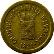 France 5 Centimes (Commune of Evreux. Pattern) CHAMBRE DE COMMERCE D'EVREUX 1921 coin obverse France 5 Centimes (Commune of Evreux. Pattern) CHAMBRE DE COMMERCE D'EVREUX 1921 coin obverse