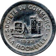 France 5 Centimes Commune of La Rochelle 1922  SOCIETE DU COMMERCE 1922 LA ROCHELLE coin obverse