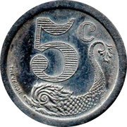 France 5 Centimes Commune of La Rochelle 1922  5 C THEVENON coin reverse