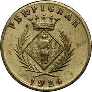 France 5 Centimes Commune of Perpignan. Essai 1924 PERPIGNAN 1924 coin obverse France 5 Centimes Commune of Perpignan. Essai 1924 PERPIGNAN 1924 coin obverse