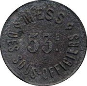 France 5 Centimes (Commune of Perpignan. Mess) 53 E. DES SOUS-OFFICIERS MESS coin obverse France 5 Centimes (Commune of Perpignan. Mess) 53 E. DES SOUS-OFFICIERS MESS coin obverse