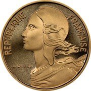 France 5 Centimes (France) KM# P442 REPUBLIQUE FRANÇAISE LAGRIFFOUL coin obverse