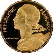 France 5 Centimes KM# P490 Modern Republic Decimal Coinage REPUBLIQUE FRANÇAISE LAGRIFFOUL coin obverse