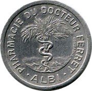 France 5 Centimes (Pharmacy of Doctor Ferret. Albi) THEVENON PHARMACIE DU DOCTEUR FERRET ALBI coin obverse France 5 Centimes (Pharmacy of Doctor Ferret. Albi) THEVENON PHARMACIE DU DOCTEUR FERRET ALBI coin obverse