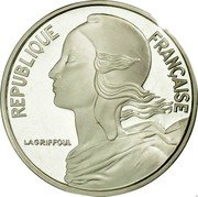 France 5 Centimes Piedfort 1975 KM# P516 REPUBLIQUE FRANÇAISE LAGRIFFOUL coin obverse