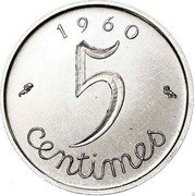 France 5 Centimes (Pre Series - Essai) 5 CENTIMES 1960 coin obverse France 5 Centimes (Pre Series - Essai) 5 CENTIMES 1960 coin obverse