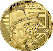 France 5 Euro (80 Years of the Creation of Free France) KM# 2948 RF C. DE GAULLE W. CHURCHILL 80 ANS coin obverse France 5 Euro (80 Years of the Creation of Free France) KM# 2948 RF C. DE GAULLE W. CHURCHILL 80 ANS coin obverse