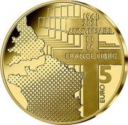 France 5 Euro (80 Years of the Creation of Free France) KM# 2948 1941 2021 ANIVERSAIRE DE LA FRANCE LIBRE 5 EURO coin reverse France 5 Euro (80 Years of the Creation of Free France) KM# 2948 1941 2021 ANIVERSAIRE DE LA FRANCE LIBRE 5 EURO coin reverse