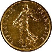 France 5 Francs The Sower 1974 KM# P505 REPUBLIQUE FRANÇAISE O. ROTY coin obverse France 5 Francs The Sower 1974 KM# P505 REPUBLIQUE FRANÇAISE O. ROTY coin obverse