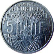 France 5 Francs KM# 9 Reunion RÉUNION 5 FRS coin reverse France 5 Francs KM# 9 Reunion RÉUNION 5 FRS coin reverse
