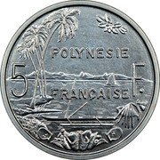 France 5 Francs French Polynesia Piedfort 1979(a) KM# P17 POLYNESIE 5 F FRANÇAISE coin reverse