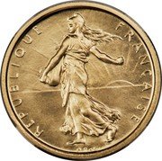 France 5 Francs Piedfort 1960  Proof KM# PE332 REPUBLIQUE FRANÇAISE O. ROTY coin obverse