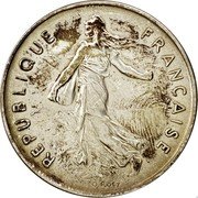 France 5 Francs Piedfort 1976 KM# P558 REPUBLIQUE FRANÇAISE O. ROTY coin obverse