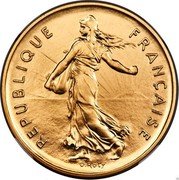 France 5 Francs Piedfort 1975 KM# P532 REPUBLIQUE FRANÇAISE O. ROTY coin obverse