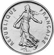 France 5 Francs Piedfort 1973 KM# P480 REPUBLIQUE FRANÇAISE O. ROTY coin obverse