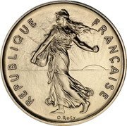 France 5 Francs The Sower. Piedfort 1973 KM# P479 REPUBLIQUE FRANÇAISE O. ROTY coin obverse