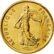 France 5 Francs Piedfort 1972 KM# P457 REPUBLIQUE FRANÇAISE O. ROTY coin obverse