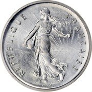 France 5 Francs Piedfort 1972 KM# P456 REPUBLIQUE FRANÇAISE O. ROTY coin obverse