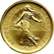 France 5 Francs (Piedfort) KM# P584 LIBERTE EGALITE FRATERNITE 5 FRANCS 1977 coin obverse