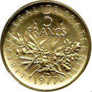 France 5 Francs (Piedfort) KM# P584 REPUBLIQUE FRANÇAISE O. ROTY coin reverse
