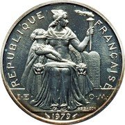 France 5 Francs Piedfort -New Caledonia 1979  KM# P6a REPUBLIQUE FRANÇAISE I E O M G.B.BAZOR 1979 coin obverse
