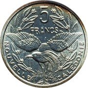 France 5 Francs Piedfort -New Caledonia 1979  KM# P6a 5 FRANCS NOUVELLE CALEDONIE coin reverse