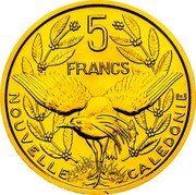 France 5 Francs Piedfort - New Caledonia 1979  Proof KM# P6b 5 FRANCS NOUVELLE CALEDONIE coin reverse