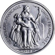 France 5 Francs Piedfort with essai - New Caledonia 1952  KM# PE4 REPUBLIQUE FRANÇAISE ESSAI G.B.BAZOR 1952 coin obverse