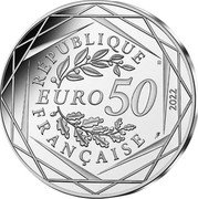 France 50 Euro Asterix. Success 2022  KM# 3103 RÉPUBLIQUE FRANÇAISE EURO 50 2022 coin obverse France 50 Euro Asterix. Success 2022  KM# 3103 RÉPUBLIQUE FRANÇAISE EURO 50 2022 coin obverse