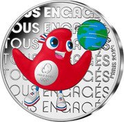 France 50 Euro (The Olympic Phryge. All Engaged) TOUS ENGAGÉS PARIS 2024 coin reverse