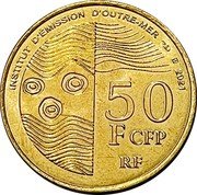 France 50 Francs CFP (Coin for the French Communities in the Pacific) INSTITUT D'ÉMISSION D'OUTRE-MER 2021 50 F CFP RF coin obverse France 50 Francs CFP (Coin for the French Communities in the Pacific) INSTITUT D'ÉMISSION D'OUTRE-MER 2021 50 F CFP RF coin obverse