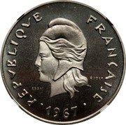 France 50 Francs (Essai) KM# E3 RÉPUBLIQUE FRANÇAISE R. JOLY ESSAI 1967 coin obverse France 50 Francs (Essai) KM# E3 RÉPUBLIQUE FRANÇAISE R. JOLY ESSAI 1967 coin obverse