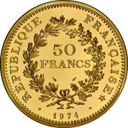 France 50 Francs Essai 1974 KM# E118 REPUBLIQUE FRANÇAISE 50 FRANCS 1974 coin obverse
