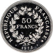 France 50 Francs (France) KM# P538 REPUBLIQUE FRANÇAISE 50 FRANCS 1975 coin obverse France 50 Francs (France) KM# P538 REPUBLIQUE FRANÇAISE 50 FRANCS 1975 coin obverse
