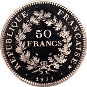 France 50 Francs Hercules Group 1977 KM# P592 REPUBLIQUE FRANÇAISE 50 FRANCS 1977 coin obverse France 50 Francs Hercules Group 1977 KM# P592 REPUBLIQUE FRANÇAISE 50 FRANCS 1977 coin obverse