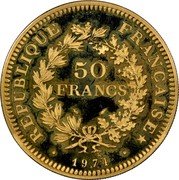 France 50 Francs Hercules Group 1974 KM# P510 REPUBLIQUE FRANÇAISE 50 FRANCS 1974 coin obverse
