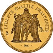 France 50 Francs Hercules Group 1977 KM# P591 LIBERTÉ ÉGALITÉ FRATERNITÉ DUPRÉ coin reverse