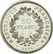 France 50 Francs Hercules. Piedfort 1976 KM# P563 REPUBLIQUE FRANÇAISE 50 FRANCS 1976 coin obverse