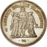 France 50 Francs Hercules. Piedfort 1978 KM# P619 LIBERTE EGALITE FRATERNITE DUPRÉ coin reverse