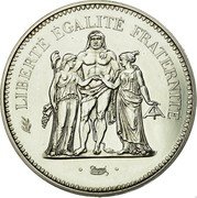 France 50 Francs Hercules. Piedfort 1976 KM# P563 LIBERTE EGALITE FRATERNITE DUPRÉ coin reverse