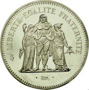 France 50 Francs Hercules. Piedfort 1975 KM# P536 LIBERTE EGALITE FRATERNITE DUPRÉ coin reverse France 50 Francs Hercules. Piedfort 1975 KM# P536 LIBERTE EGALITE FRATERNITE DUPRÉ coin reverse