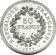 France 50 Francs Hercules. Piedfort 1974 KM# P511 REPUBLIQUE FRANÇAISE 50 FRANCS 1976 coin obverse