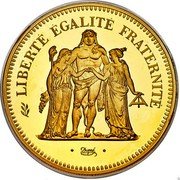 France 50 Francs Hercules. Piedfort 1976 KM# P564 LIBERTE EGALITE FRATERNITE DUPRÉ coin reverse